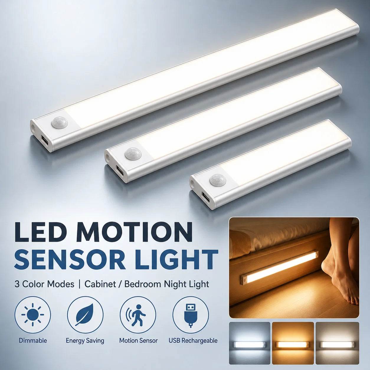 Motion Sensor Cabinet Light – USB Rechargeable
