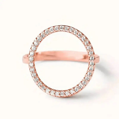 Huitan Round Design Women Ring Simple Style Wedding Party Elegant Finger Accessories Inlaid Shiny CZ Fashion Versatile Jewelry
