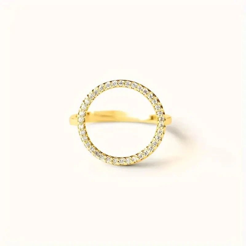 Huitan Round Design Women Ring Simple Style Wedding Party Elegant Finger Accessories Inlaid Shiny CZ Fashion Versatile Jewelry