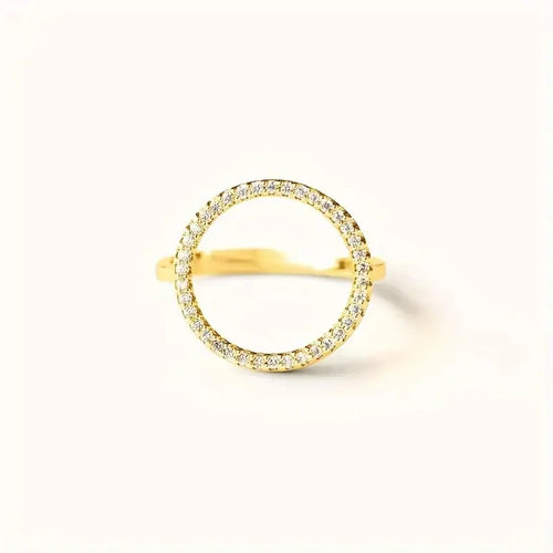Huitan Round Design Women Ring Simple Style Wedding Party Elegant Finger Accessories Inlaid Shiny CZ Fashion Versatile Jewelry