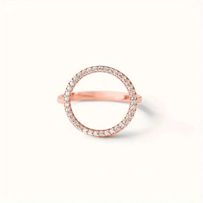 Huitan Round Design Women Ring Simple Style Wedding Party Elegant Finger Accessories Inlaid Shiny CZ Fashion Versatile Jewelry